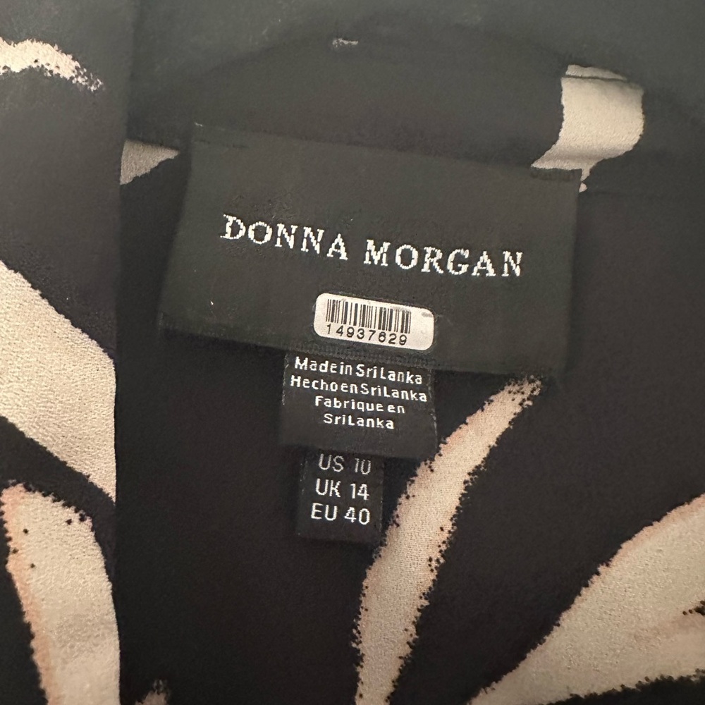 Donna Morgan Black and Cream Patterned Dress